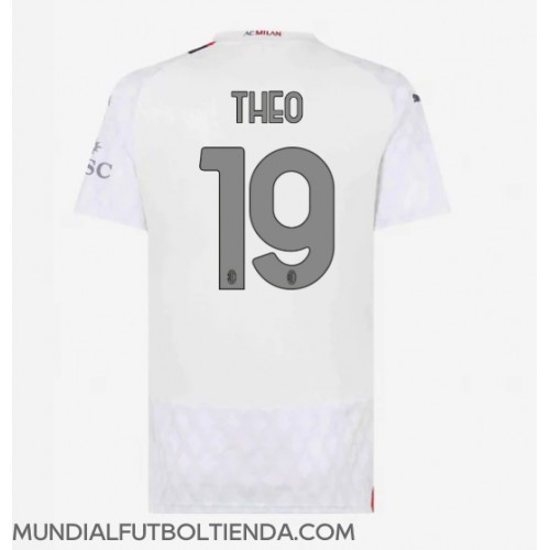 Camiseta AC Milan Theo Hernandez #19 Segunda Equipación Replica 2023-24 para mujer mangas cortas